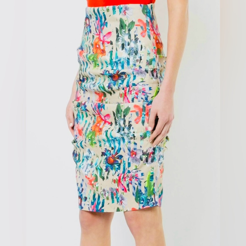 Nicole Miller Artelier | Floral Ruched Pencil Skirt